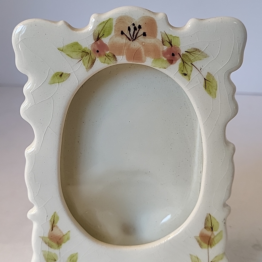 1960s Cottage Core Hsndpainted Ceramic Frame with Floral Accents